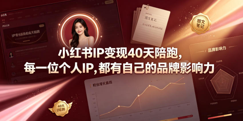 小红书IP变现40天陪跑，每一位个人IP，都有自己的品牌影响力-阿牛笔记
