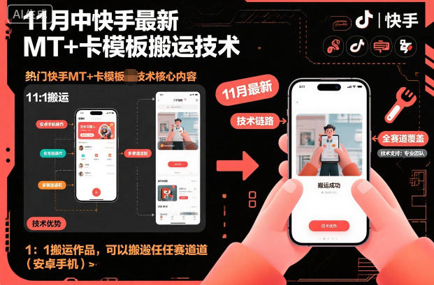 11月中快手最新MT+卡模板搬运技术，1：1搬运作品，可以搬运任何赛道(安卓手机)-阿牛笔记