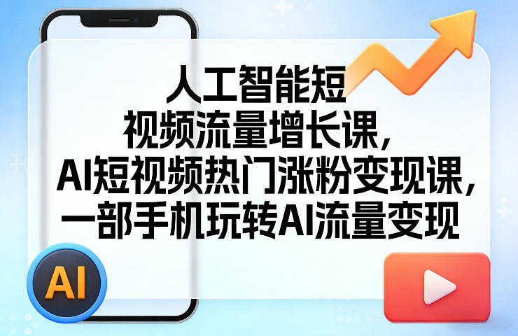人工智能短视频流量增长课，AI短视频热门涨粉变现课，一部手机玩转AI流量变现-阿牛笔记