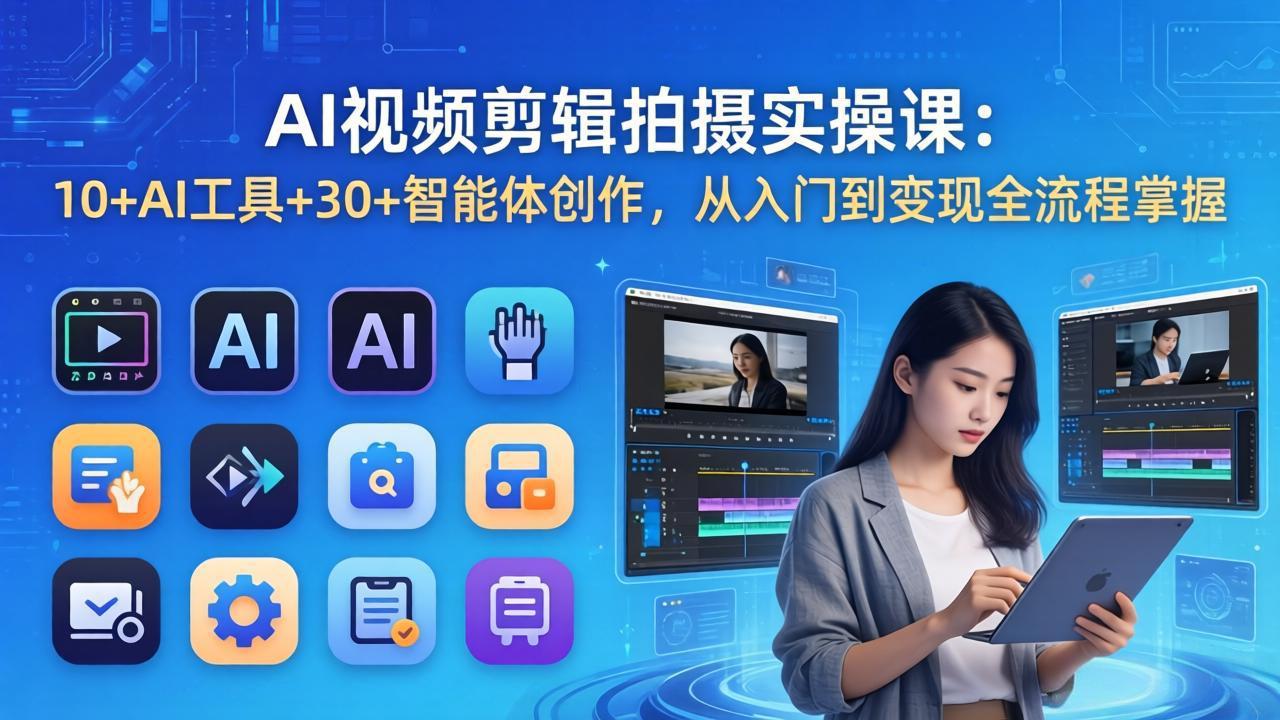 AI 视频剪辑拍摄实操课：10+AI工具+30+智能体创作，从入门到变现全流程掌握-阿牛笔记
