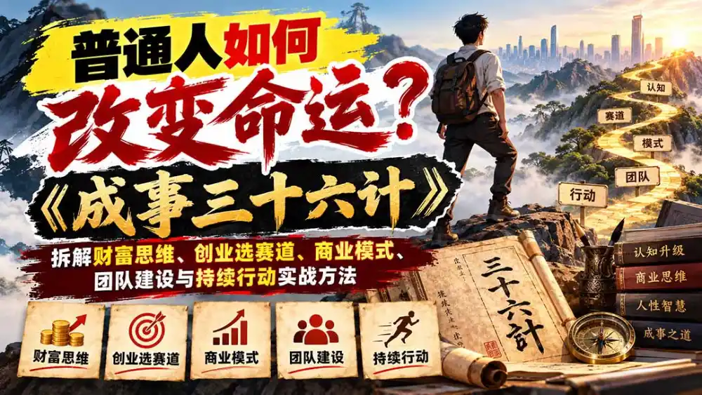 普通人如何改变命运?《成事三十六计》拆解财富思维、创业选赛道、商业模式、团队建设与持续行动实战方法-阿牛笔记
