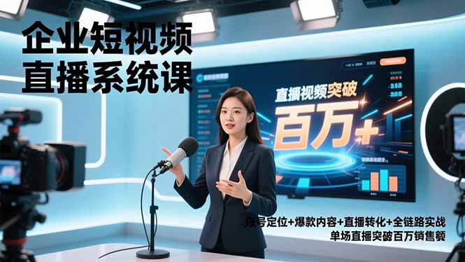 企业短视频直播系统课，账号定位+爆款内容+直播转化+全链路实战，单场直播突破百万销售额-阿牛笔记