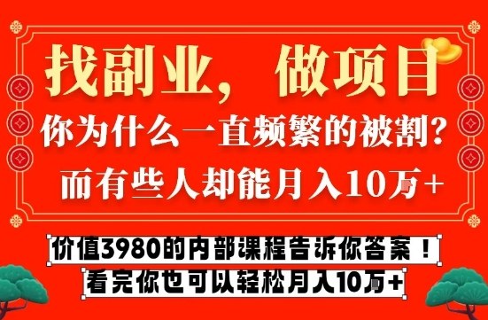 价值3980的网创内部课程，告诉你互联网创业月入10个W的秘密【揭秘】-阿牛笔记