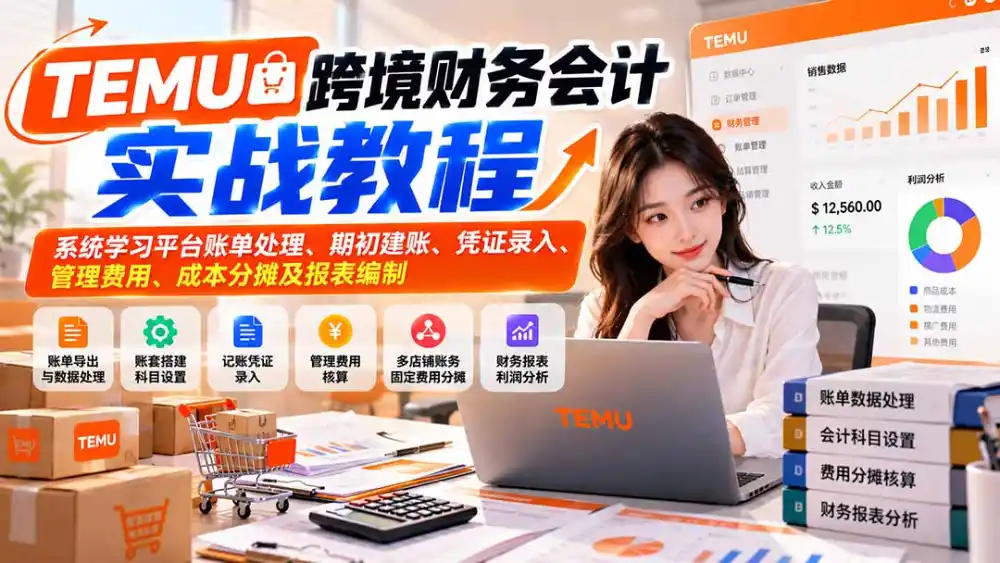 TEMU跨境财务会计实战教程:系统学习平台账单处理、期初建账、凭证录入、管理费用、成本分摊及报表编制-阿牛笔记