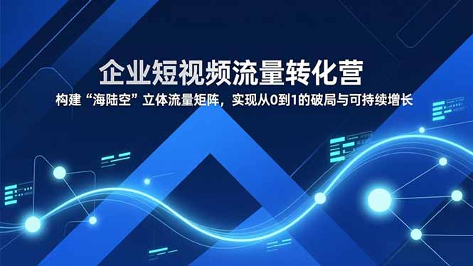 企业短视频流量转化营，构建“海陆空”立体流量矩阵，实现从0到1的破局与可持续增长-阿牛笔记