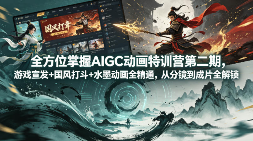 全方位掌握AIGC动画特训营第二期，游戏宣发+国风打斗+水墨动画全精通，从分镜到成片全解锁-阿牛笔记