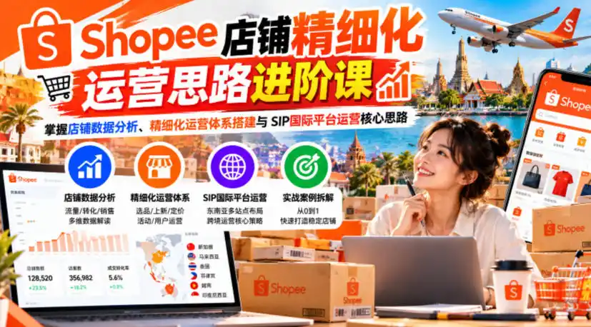 Shopee店铺精细化运营思路进阶课,掌握店铺数据分析、精细化运营体系搭建与SIP国际平台运营核心思路-阿牛笔记