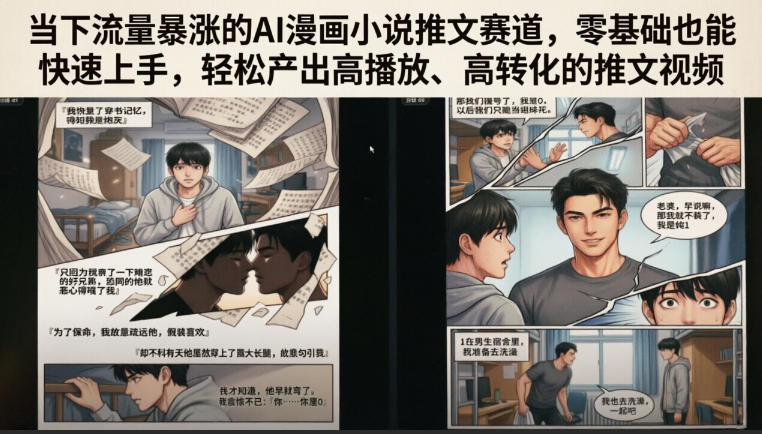 当下流量暴涨的AI漫画小说推文赛道，零基础也能快速上手，轻松产出高播放、高转化的推文视频-阿牛笔记