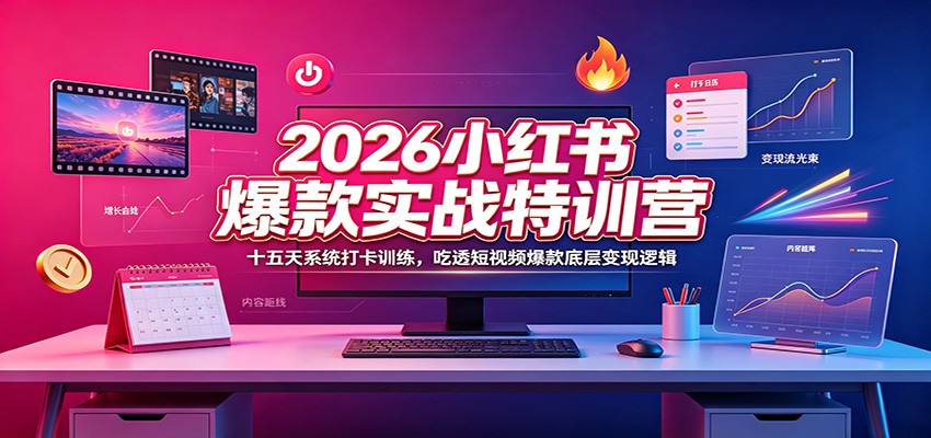 2026小红书爆款实战特训营：十五天系统打卡训练，吃透短视频爆款底层变现逻辑-阿牛笔记
