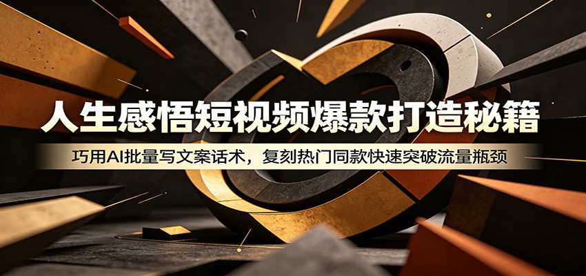 人生感悟短视频爆款打造秘籍:巧用A 批量写文案话术,复刻热门同款快速突破流量瓶颈-阿牛笔记