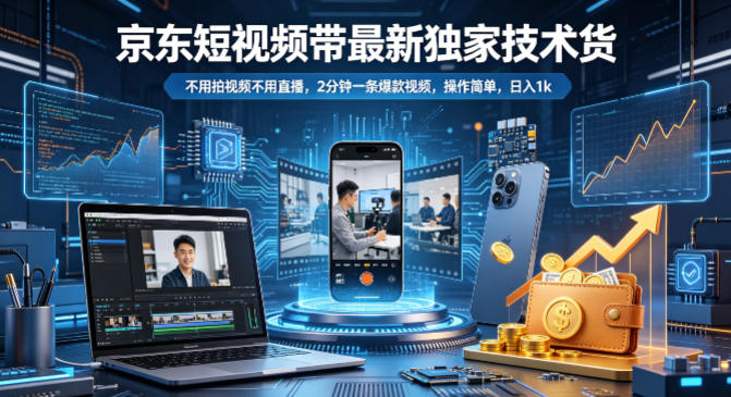 京东短视频带货最新独家技术，不用拍视频不用直播，2分钟一条爆款视频，操作简单，日入1k+【揭秘】-阿牛笔记