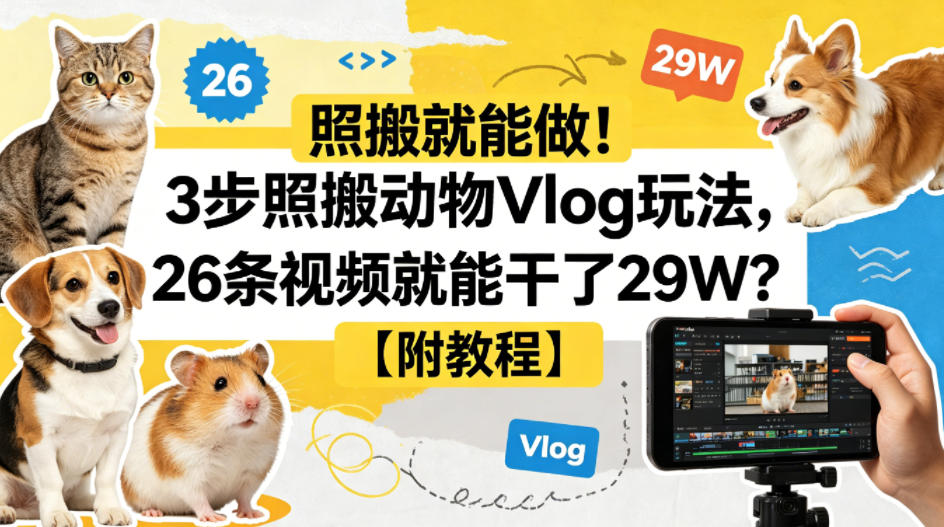 照搬就能做！3步照搬动物Vlog玩法，26条视频就能干了29W？【附教程】【赠coze一键生成工作流】-阿牛笔记