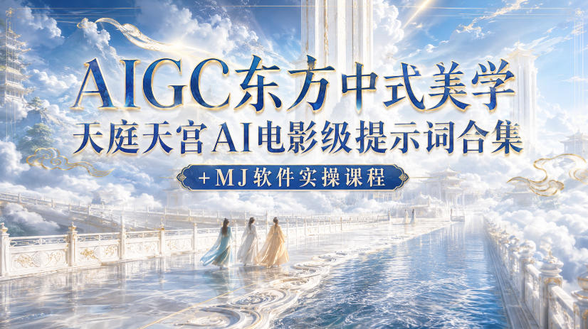 AIGC东方中式美学天庭天宫AI电影级提示词合集+MJ软件实操课程-阿牛笔记