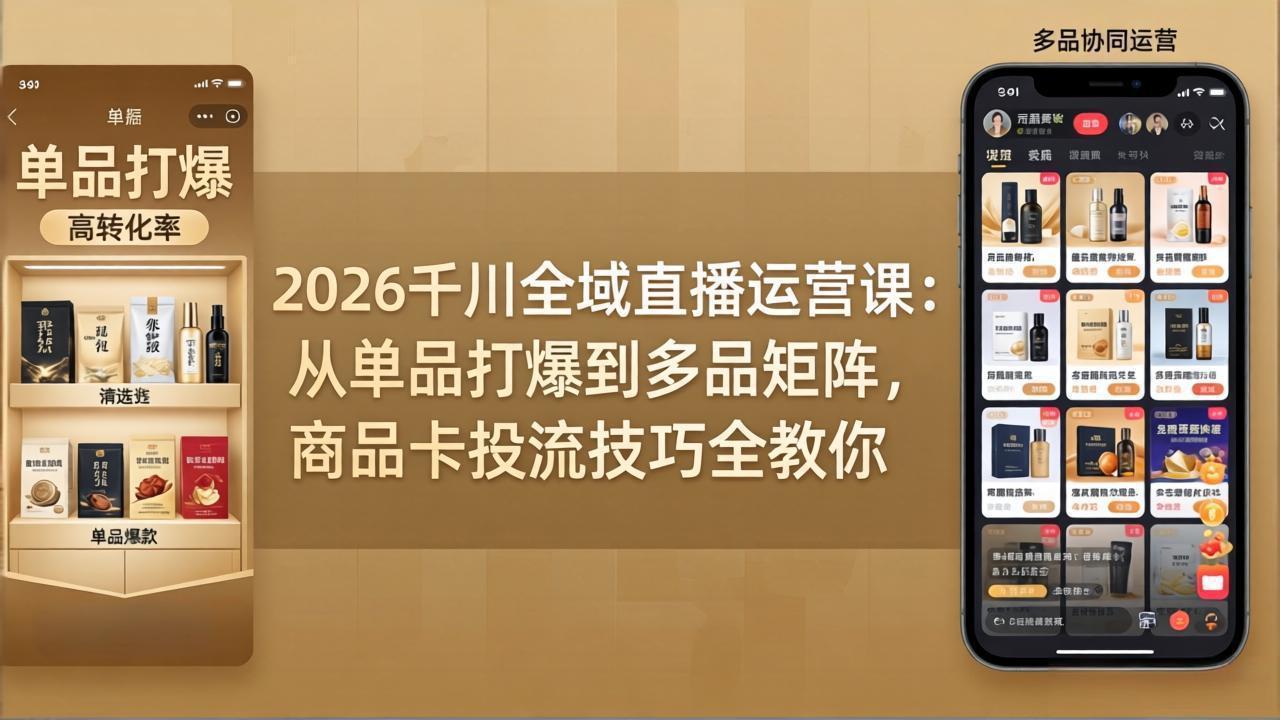 2026千川全域直播运营课：从单品打爆到多品矩阵，商品卡投流技巧全教你-阿牛笔记