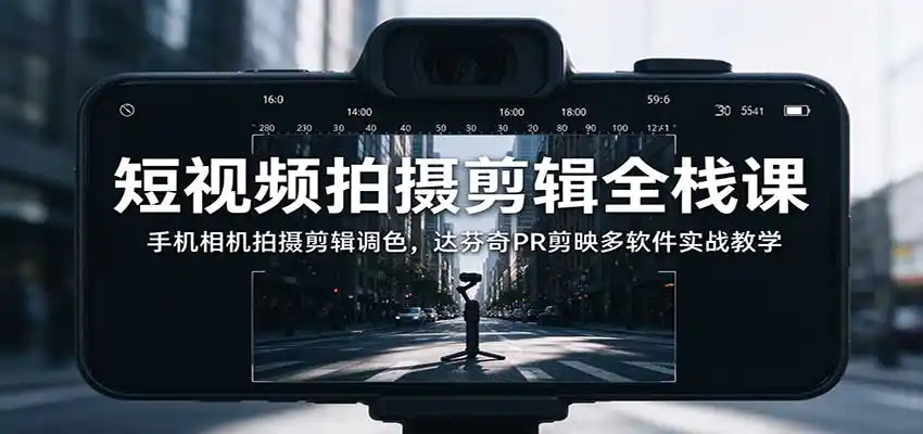 短视频拍摄剪辑全栈课:手机相机拍摄剪辑调色,达芬奇PR剪映多软件实战教学-阿牛笔记