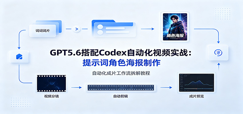 GPT5.6搭配Codex自动化视频实战：提示词角色海报制作，自动化成片工作流拆解教程-阿牛笔记