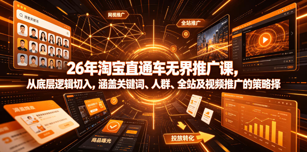 26年淘宝直通车无界推广课，从底层逻辑切入，涵盖关键词、人群、全站及视频推广的策略选择-阿牛笔记