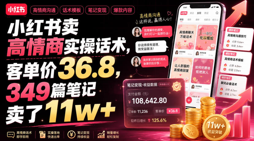 小红书卖高情商实操话术，客单价36.8，349篇笔记卖了11w+！-阿牛笔记