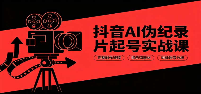 抖音AI伪纪录片起号实战课：完整制作流程，提示词素材，对标账号分析-阿牛笔记