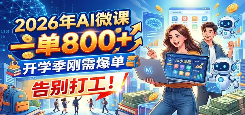 2026年AI微课,一单800+,开学季刚需爆单,告别打工!-阿牛笔记
