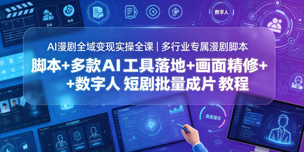 AI漫剧全域变现实操全课|多行业专属漫剧脚本+多款AI工具落地+画面精修+数字人短剧批量成片全教程-阿牛笔记