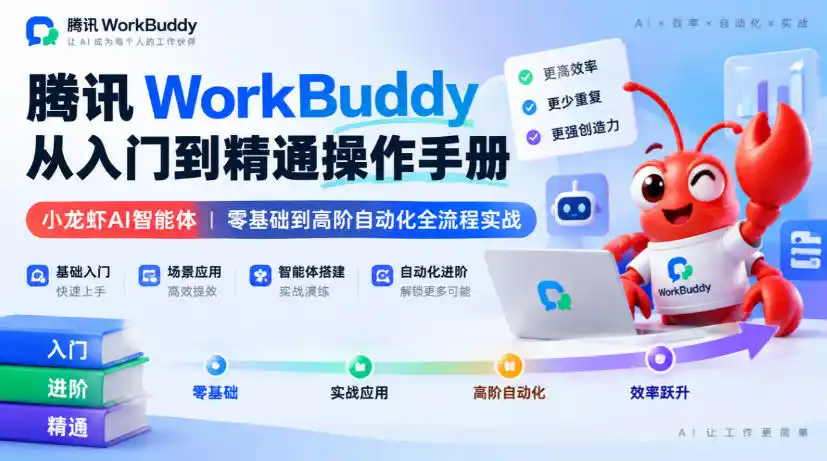 腾讯WorkBuddy从入门到精通操作手册|小龙虾AI智能体,零基础到高阶自动化全流程实战【文档】-阿牛笔记