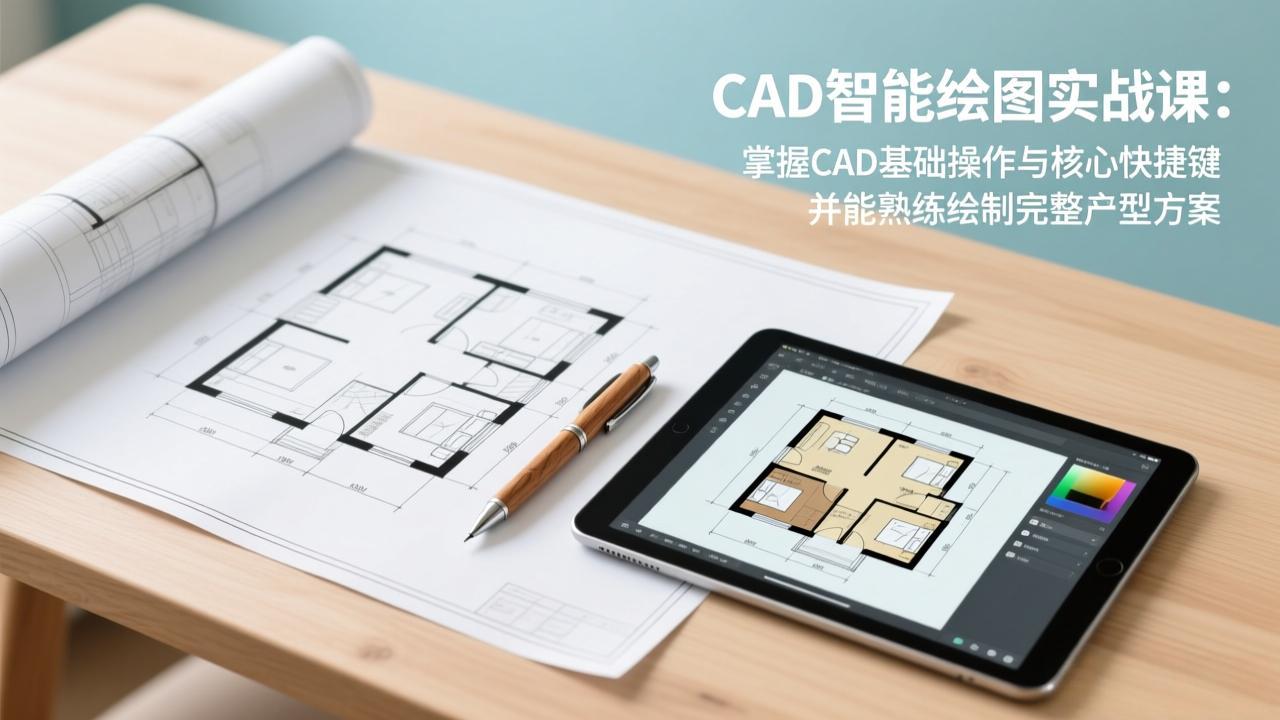 CAD智能绘图实战课：掌握CAD基础操作与核心快捷键，并能熟练绘制完整户型方案-阿牛笔记