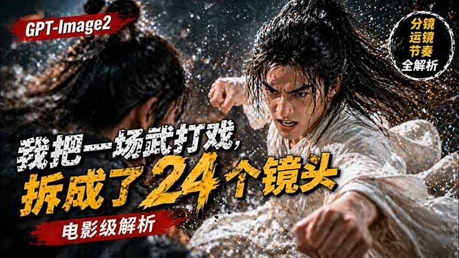 用GPT-Image2，把一段武打对决拆成24个连续镜头，从人物建立、动作衔接、运镜节奏，到情绪爆发-阿牛笔记