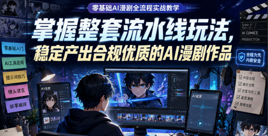 零基础AI漫剧全流程实战教学,掌握整套流水线玩法,稳定产出合规优质的AI漫剧作品-阿牛笔记